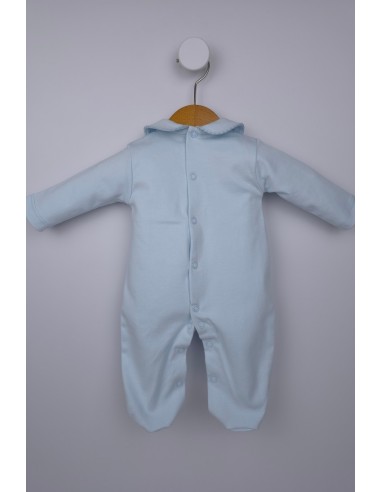 PIJAMA PUNTO SMOCK FLOR, CELESTE. VERANO 26.