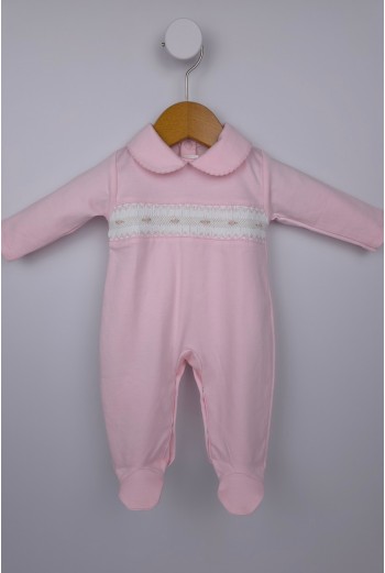 PIJAMA PUNTO SMOCK FLOR, ROSA. VERANO 26. 2