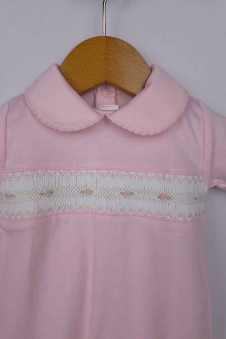 PIJAMA PUNTO SMOCK FLOR, ROSA. VERANO 26.