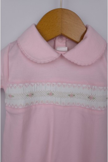 PIJAMA PUNTO SMOCK FLOR, ROSA. VERANO 26.