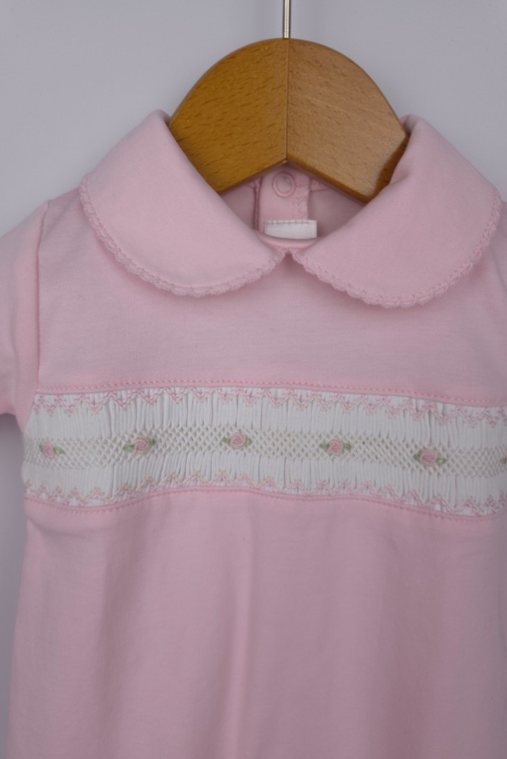 PIJAMA PUNTO SMOCK FLOR, ROSA. VERANO 26.