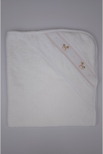 CAPA DE BAÑO PUNTO SMOCK CABALLITO MADERA, ROSA. VERANO 26. 2