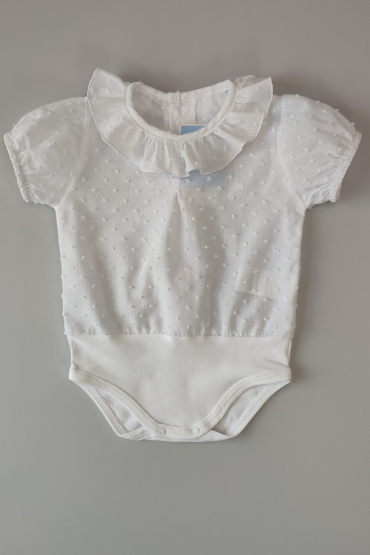 BLUSA-BODY PLUMETI MANGA CORTA,BLANCA. VERANO 23.