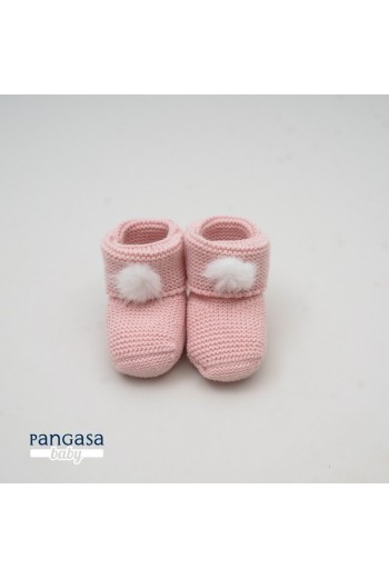 BOTITA UNISEX POMPÓN DE PANGASA BABY, ROSA EMPOLVADO. INVIERNO 25.