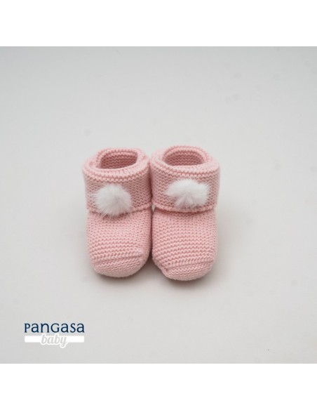 BOTITA UNISEX POMPÓN DE PANGASA BABY, ROSA EMPOLVADO. INVIERNO 25.