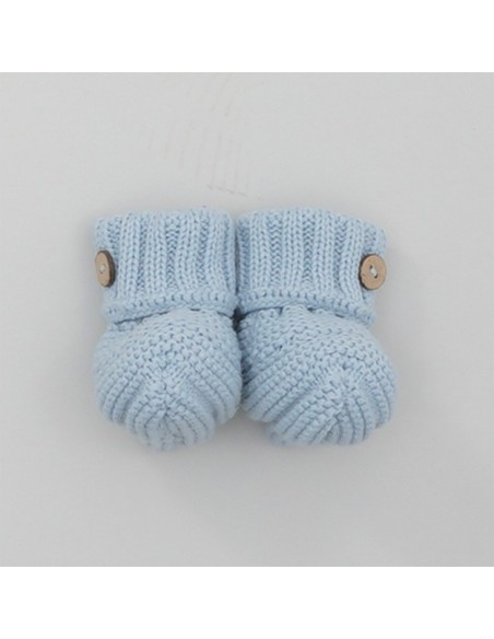 BOTITA UNISEX DE PANGASA BABY, CELESTE EMPOLVADO. PUNTO GRUESO. INVIERNO 25.