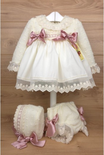 copia de CONJUNTO NIÑA DE PUNTO CRUDO/ROSA MAQUILLAJE (3 PIEZAS), W05. KOBEZ. INVIERNO.