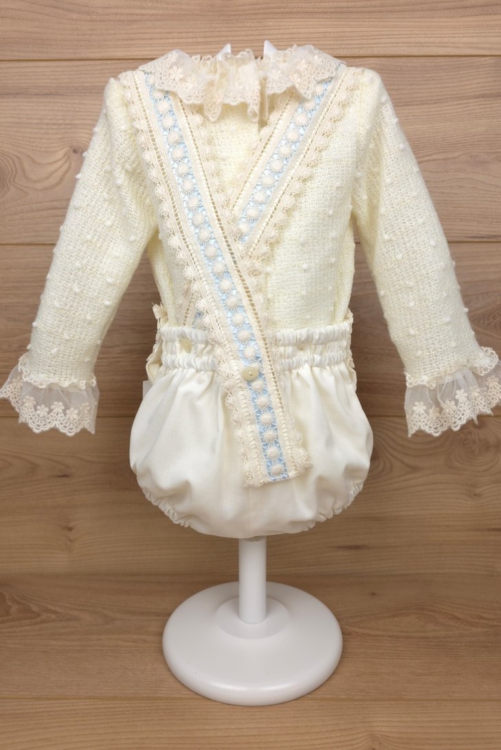 CONJUNTO NIÑO DE PUNTO CRUDO/CELESTE (2 PIEZAS), W05. KOBEZ. INVIERNO.