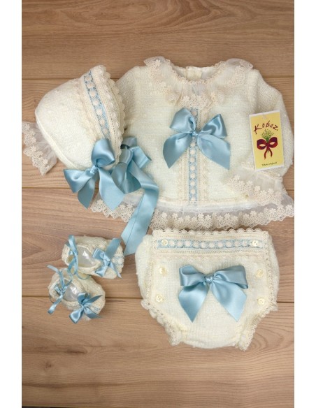CONJUNTO UNISEX DE PUNTO CRUDO/VERDE (4 PIEZAS), W05. KOBEZ. INVIERNO.