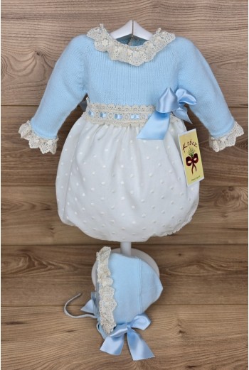 copia de PELELE Y CAPOTA NIÑO DE PUNTO CELESTE, A27. KOBEZ. INVIERNO.