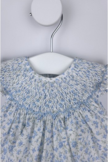 RANITA UNISEX PUNTO SMOCK TALLA ÚNICA (1m-6m aprox.) DE BELÁN, FLOR AZUL. VERANO 26. 2