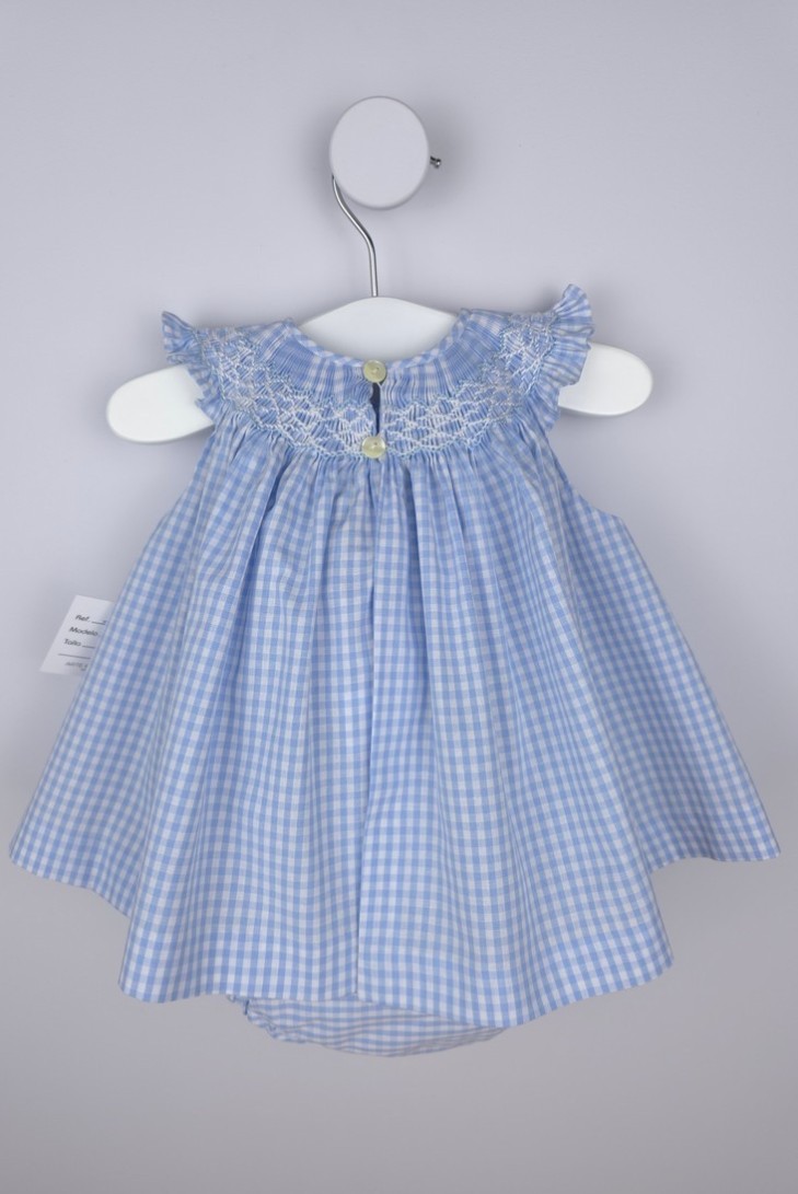JESUSITO PUNTO SMOCK TALLA ÚNICA (1m-6m aprox.) DE BELÁN, VICHY AZUL. VERANO 26