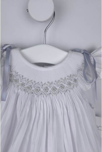 RANITA VIELLA PUNTO SMOCK DE BELÁN, CRUDO/AZUL. INVIERNO 22 2