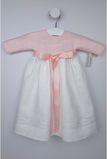 FALDÓN DE ARTESANÍA CARMINA, ROSA SUAVE/BLANCO. INVIERNO 26.