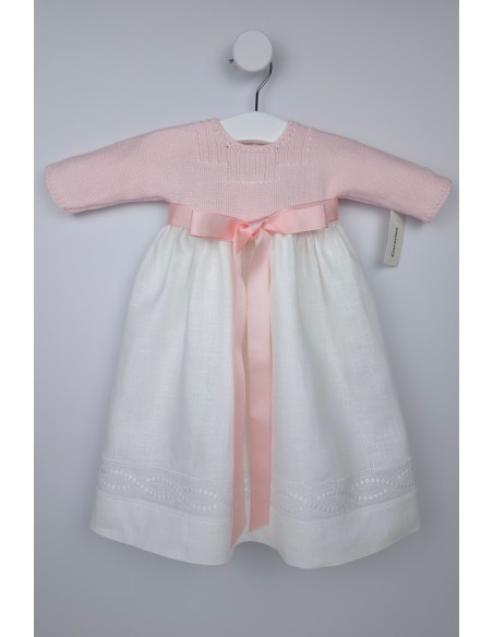FALDÓN DE ARTESANÍA CARMINA, ROSA SUAVE/BLANCO. INVIERNO 26.