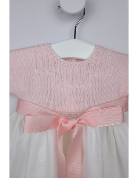 FALDÓN DE ARTESANÍA CARMINA, ROSA SUAVE/BLANCO. INVIERNO 26.