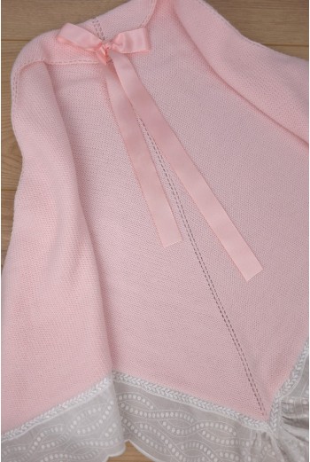 TOQUILLA DE ARTESANÍA CARMINA, ROSA/BLANCO. INVIERNO 26. 2