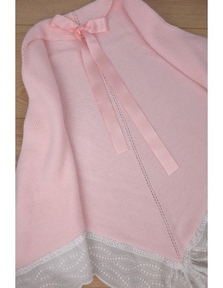 TOQUILLA DE ARTESANÍA CARMINA, ROSA/BLANCO. INVIERNO 26.