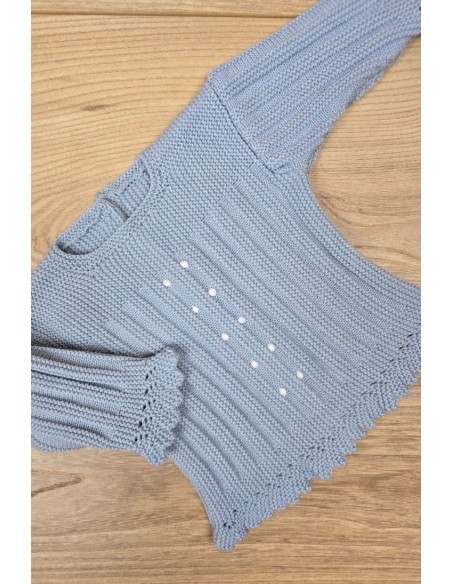 JERSEY BODOQUES BORDADOS A MANO DE ARTESANÍA CARMINA, AZUL INGLÉS. INVIERNO 26.