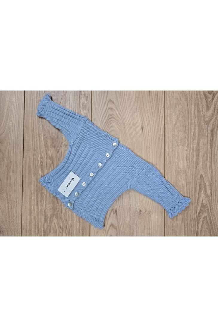 JERSEY BODOQUES BORDADOS A MANO DE ARTESANÍA CARMINA, AZUL INGLÉS. INVIERNO 26.