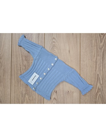 JERSEY BODOQUES BORDADOS A MANO DE ARTESANÍA CARMINA, AZUL INGLÉS. INVIERNO 26.