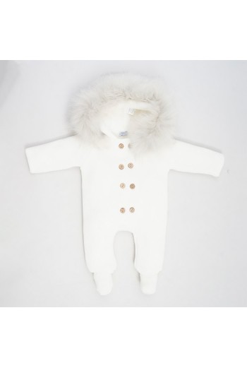 BUZO DOBLE CON PIE PELO NATURAL DE PANGASA BABY, MARFIL. INVIERNO 26.