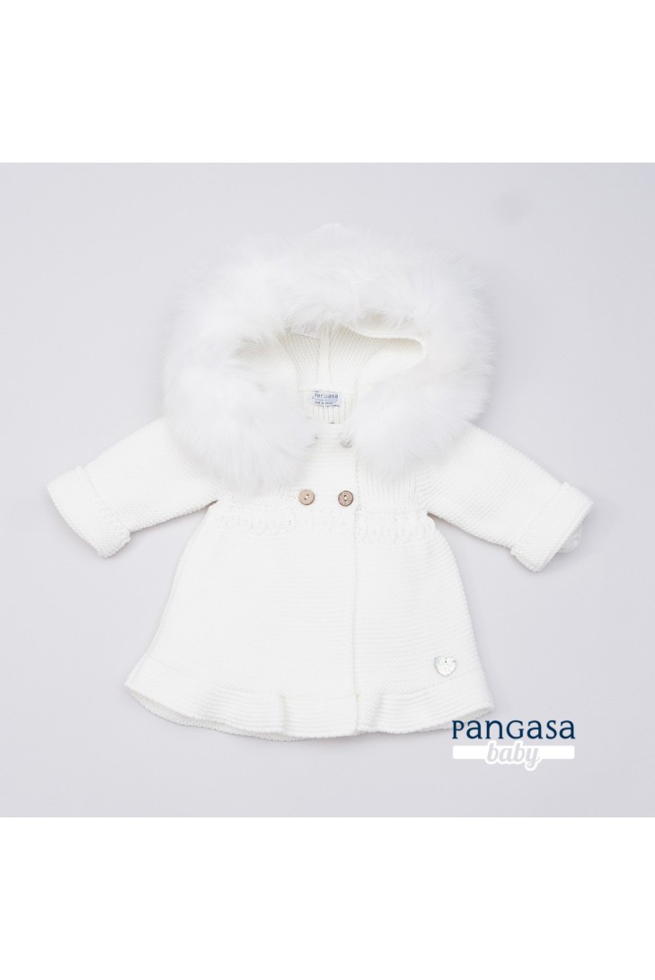 ABRIGO OCHOS PELO SINTÉTICO DE PANGASA BABY, MARFIL. INVIERNO 26.