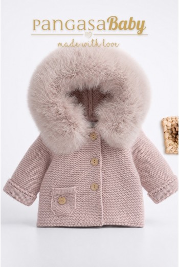 TRENKA LUXURY UNISEX PELO SINTÉTICO DE PANGASA BABY, ROSA VINTAGE. INVIERNO 26.
