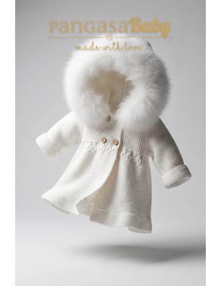 ABRIGO OCHOS PELO NATURAL DE PANGASA BABY, MARFIL. INVIERNO 26.