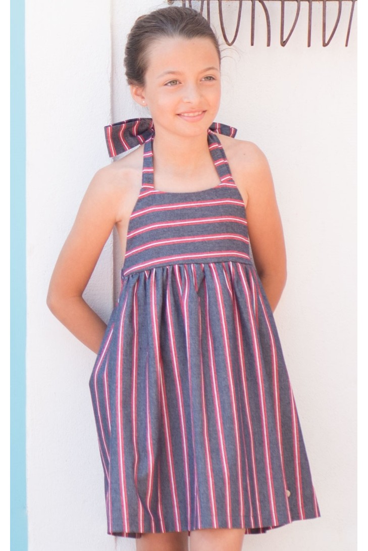 VESTIDO NIÑA ANUDADO AL CUELLO COLECCIÓN SKULL DE EVE CHILDREN