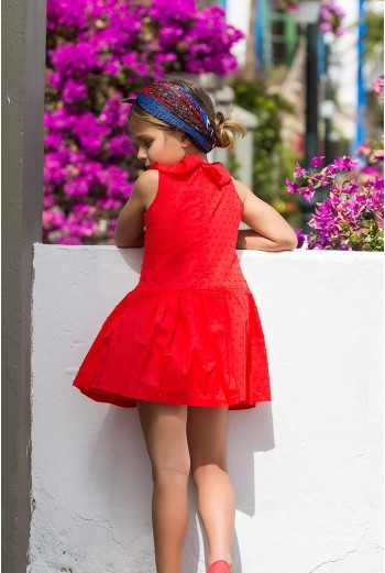 VESTIDO NIÑA TALLE BAJO PLUMETI ROJO NAVY