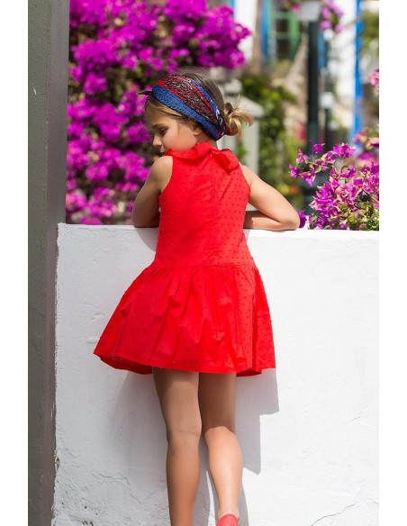 VESTIDO NIÑA TALLE BAJO PLUMETI ROJO NAVY