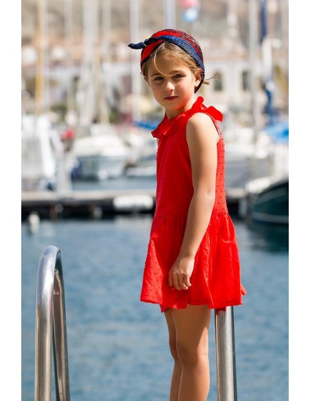 VESTIDO NIÑA TALLE BAJO PLUMETI ROJO NAVY