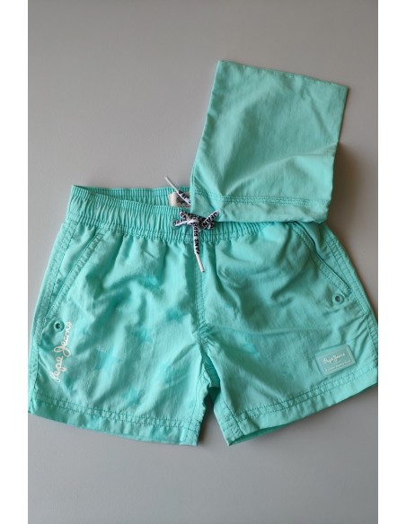 BAÑADOR NIÑO ESTRELLAS TURQUESA DE PEPE JEANS.