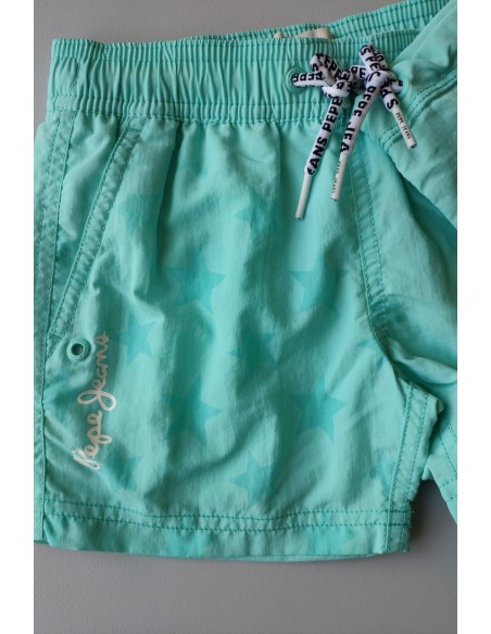 BAÑADOR NIÑO ESTRELLAS TURQUESA DE PEPE JEANS.