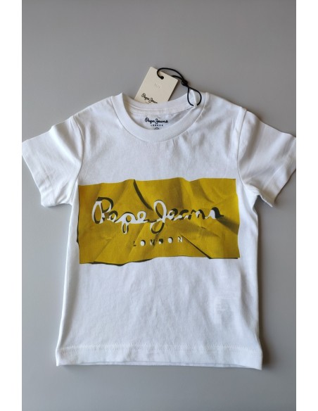 CAMISETA NIÑO LOGO AMARILLO DE PEPE JEANS.