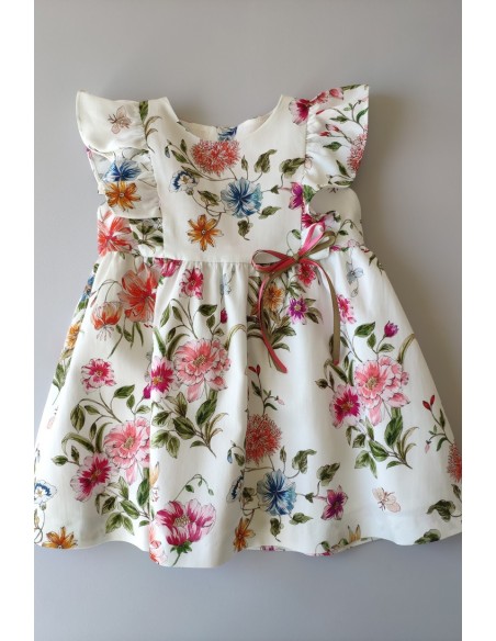 VESTIDO NIÑA SIN MANGAS ESTAMPADO FLORES DE VILLALOBOS.