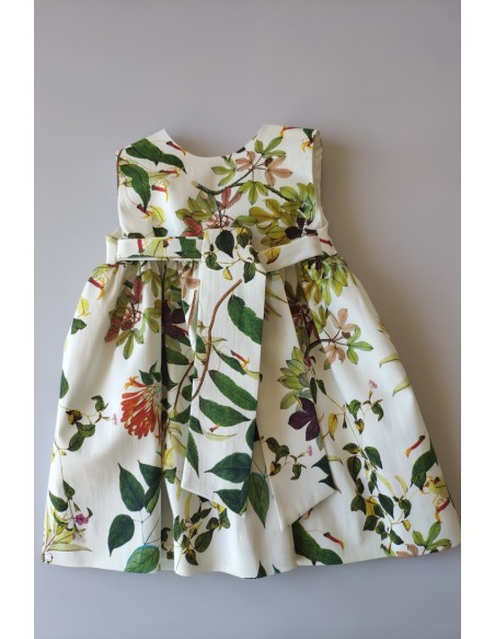 VESTIDO NIÑA SIN MANGAS ESTAMPADO BOTÁNICO DE VILLALOBOS.