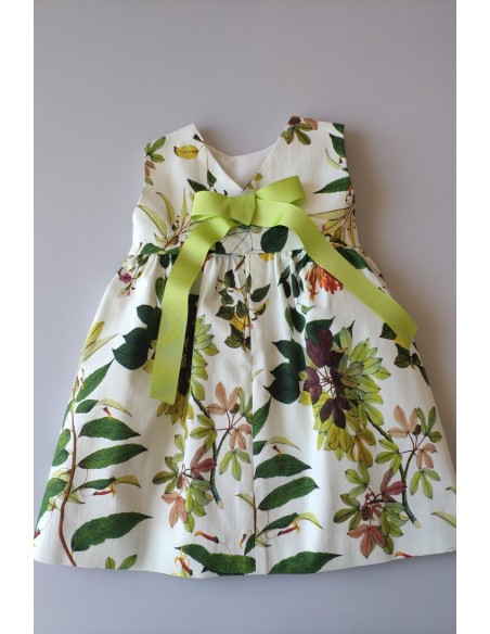VESTIDO NIÑA SIN MANGAS ESTAMPADO BOTÁNICO DE VILLALOBOS.