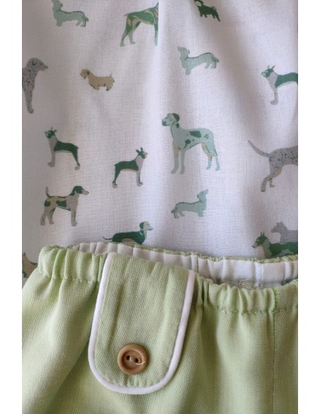 CONJUNTO BEBÉ NIÑO ESTAMPADO PERRITOS DE VILLALOBOS.