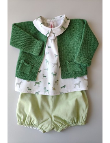 CONJUNTO BEBÉ NIÑO ESTAMPADO PERRITOS DE VILLALOBOS.