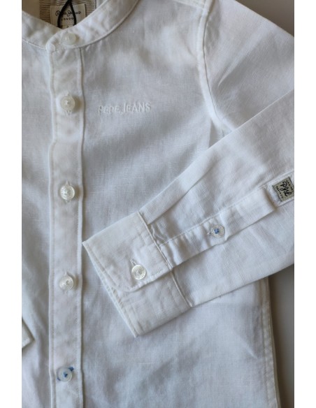 CAMISA NIÑO EN COLOR BLANCO DE LINO DE PEPE JEANS.