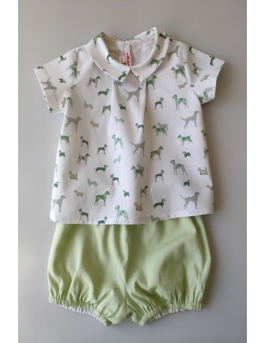 CONJUNTO BEBÉ NIÑO ESTAMPADO PERRITOS DE VILLALOBOS.