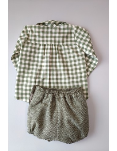 Conjunto camisa bebé cuadrotes y braga Militar. KID'S CHOCOLATE.Invierno 2019