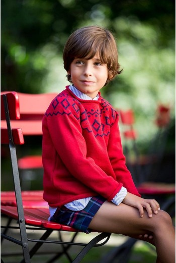 Conjunto camisa niño rayas oxford y short Tartán . KID'S CHOCOLATE.Invierno 2019 2