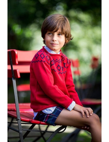 Conjunto camisa niño rayas oxford y short Tartán . KID'S CHOCOLATE.Invierno 2019