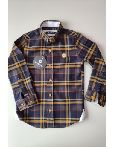 Camisa cuadros marino/mostaza de NACHETE. Invierno 2019.