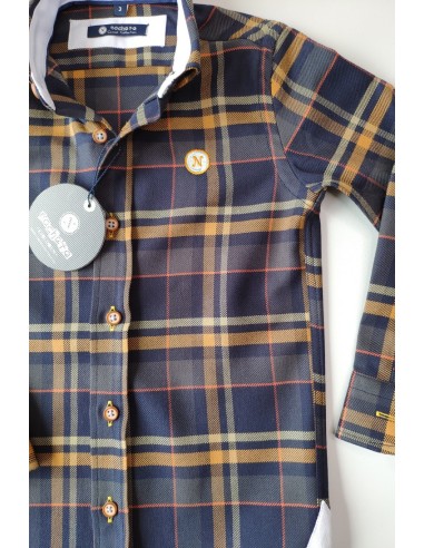 Camisa cuadros marino/mostaza de NACHETE. Invierno 2019.
