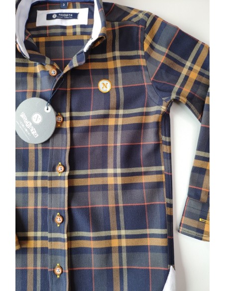 Camisa cuadros marino/mostaza de NACHETE. Invierno 2019.