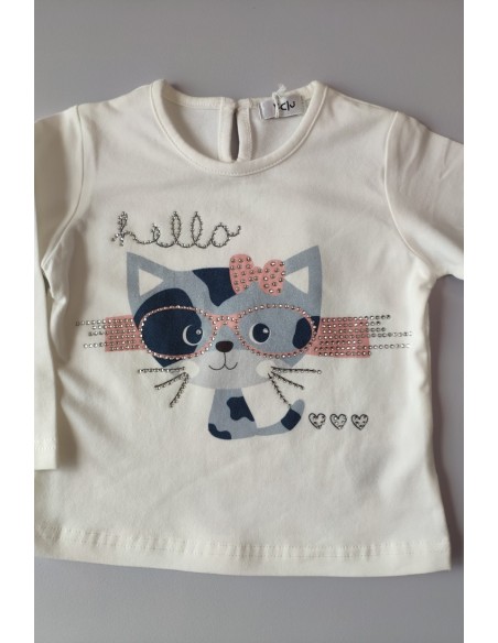 Camiseta bebé niña gatita de Y-CLÙ. Invierno 2019